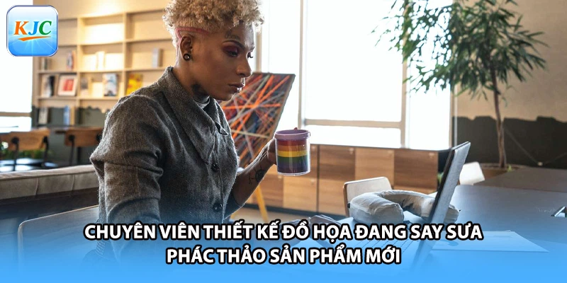 Chuyên viên thiết kế đồ họa đang say sưa phác thảo sản phẩm mới